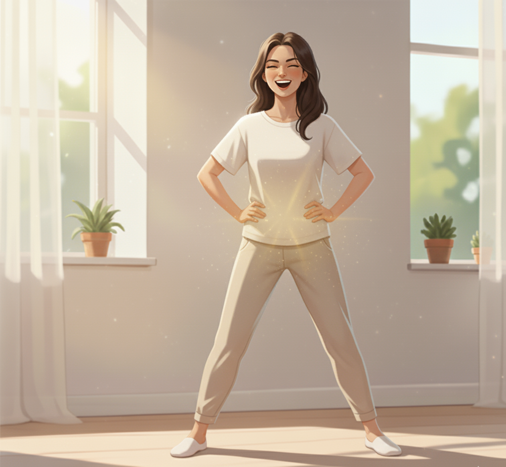 stehende Frau, die selbstbewusst und kraftvoll singt