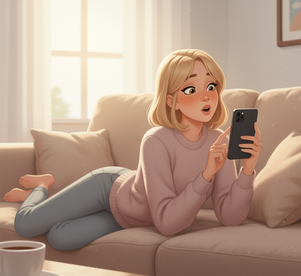 liegende Frau mit Handy