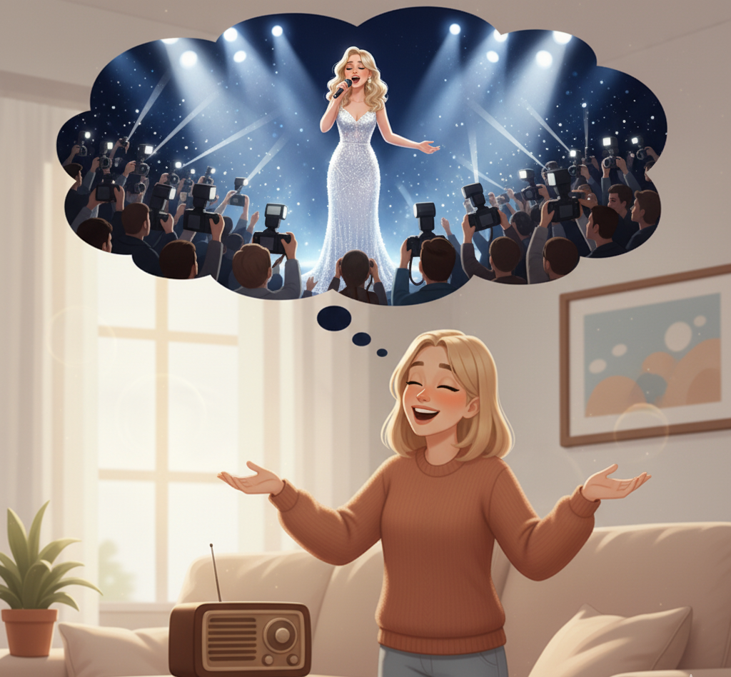 Frau träumt davon ein Star zu sein